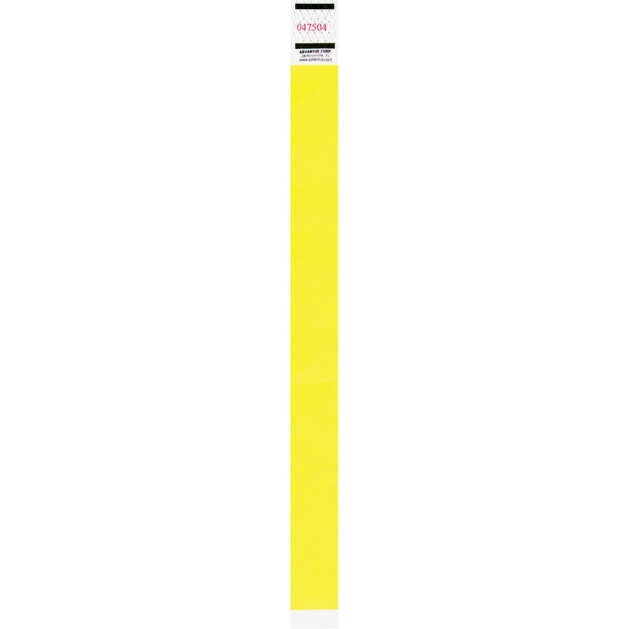 Advantus Neon Tyvek Wristbands - 500 / Pack - Neon Yellow - Tyvek. Picture 2