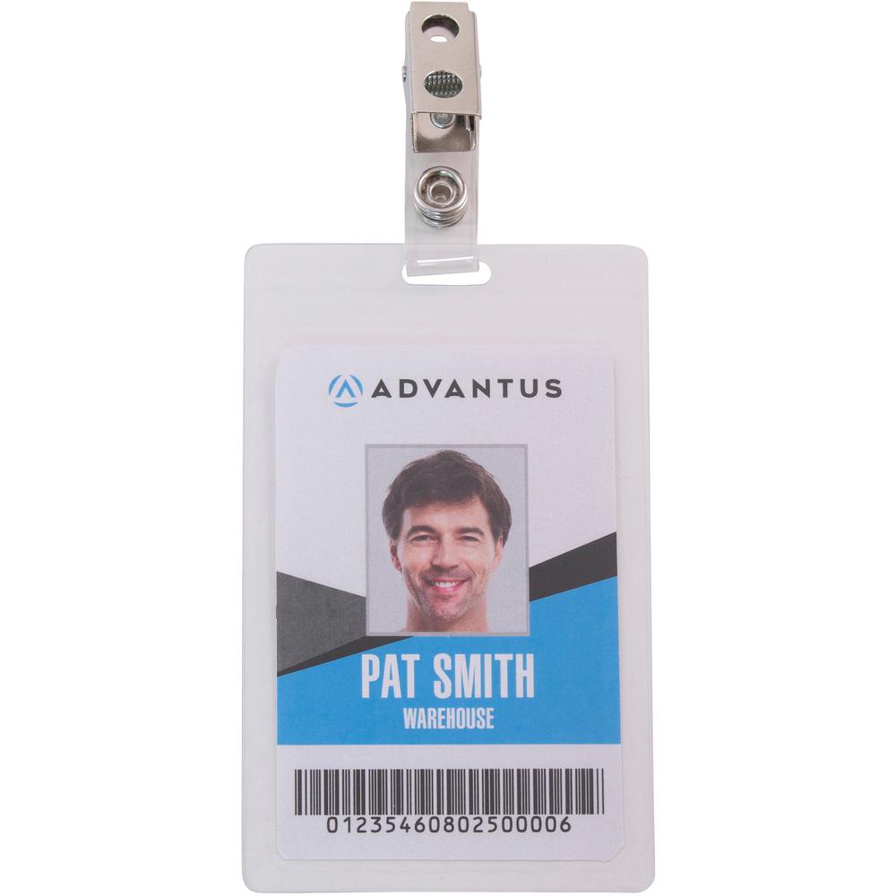 Advantus Strap Clip Self-laminating Badge Holders - Support 2.25" x 3.50" Media - Vertical - 4.3" x 2.6" x - 25 / Pack - Clear. Picture 4