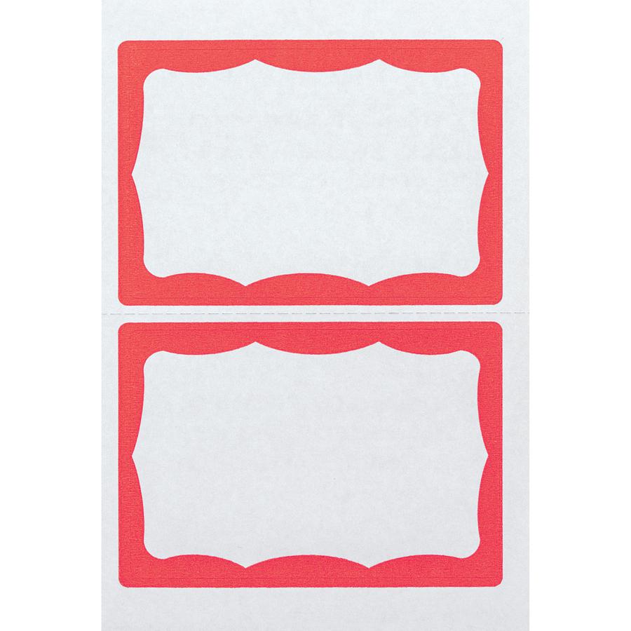 Advantus Color Border Adhesive Name Badges - 2 5/8" Height x 3 3/4" Width - Removable Adhesive - Rectangle - White, Red - 100 / Box. Picture 2