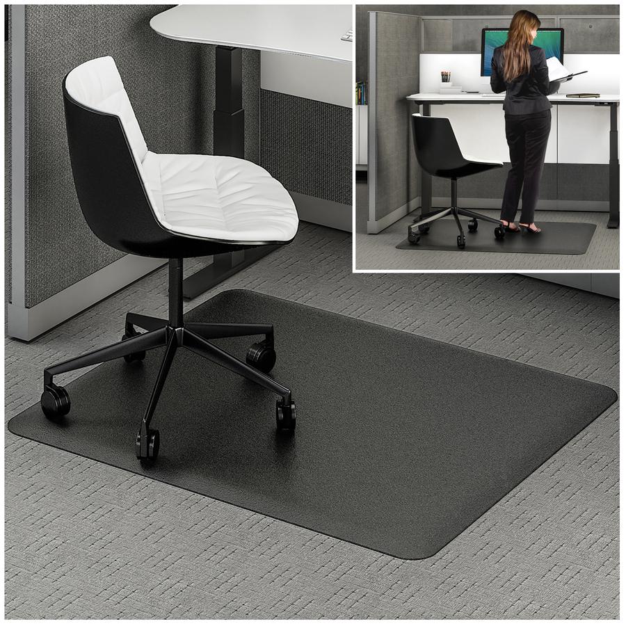 Deflecto Ergonomic Sit-Stand Chair Mat for Multi-surface - Workstation - 53" Length x 45" Width x 0.800" Depth - Rectangular - Foam - Black - 1Each. Picture 10