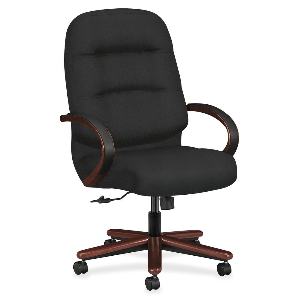 HON Pillow-Soft Executive Chair - Black Seat - Black Back - Wood Frame - High Back - 5-star Base - 1 Each. Picture 2