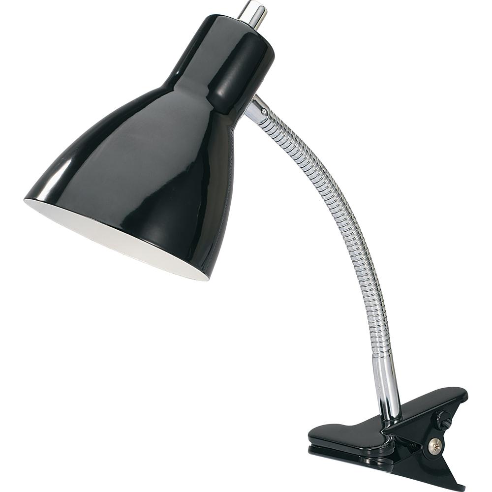 Lorell LED Clip-on Desk Lamp - 15.5" Height - 3" Width - 10 W LED Bulb - Plastic - Desk Mountable - Black - for Desk, Table. Picture 2