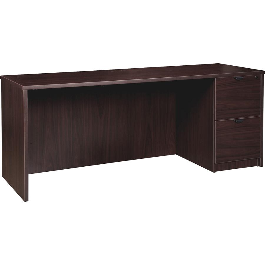 Lorell Prominence 2.0 Right-Pedestal Credenza - 66" x 24"29" , 1" Top - 2 x File Drawer(s) - Single Pedestal on Right Side - Band Edge - Material: Particleboard - Finish: Thermofused Melamine (TFM). Picture 5