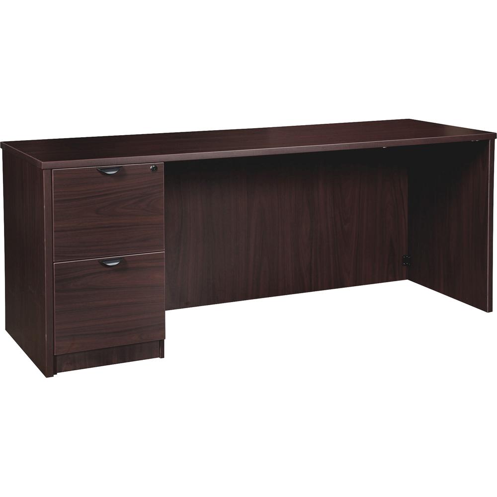 Lorell Prominence 2.0 Espresso Laminate Left-Pedestal Credenza - 2-Drawer - 72" x 24" x 29" , 1" Top - 2 x File Drawer(s) - Single Pedestal on Left Side - Band Edge - Material: Particleboard - Finish:. Picture 4