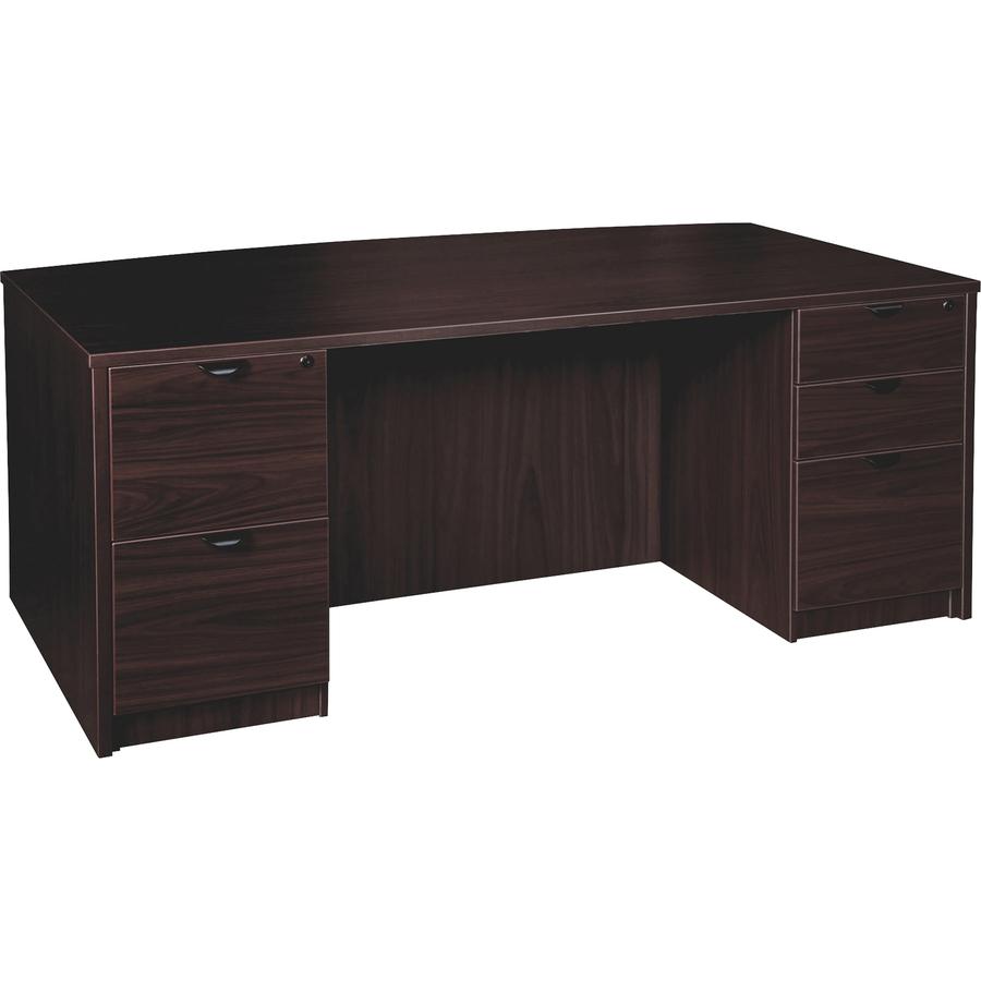 Lorell Prominence 2.0 Bowfront Double-Pedestal Desk - 1" Top, 72" x 42"29" - 5 x File, Box Drawer(s) - Double Pedestal - Band Edge - Material: Particleboard - Finish: Espresso Laminate, Thermofused Me. Picture 5