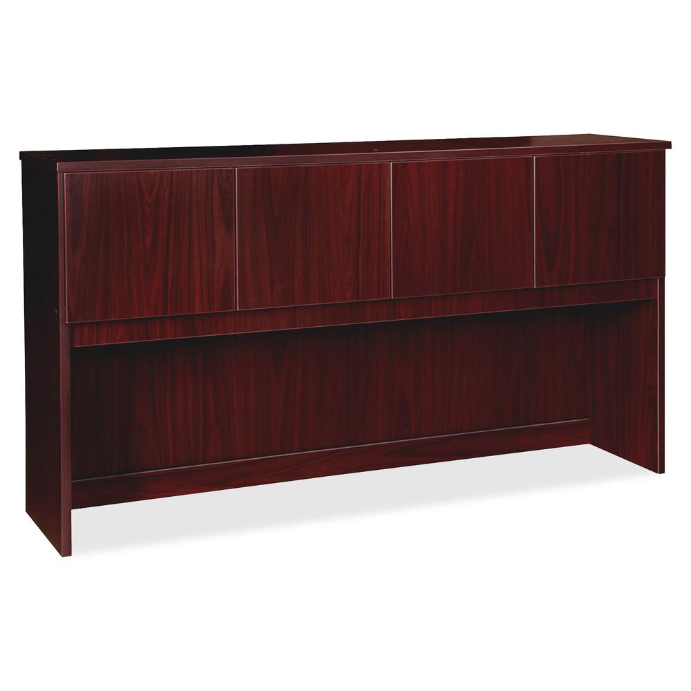 Lorell Prominence 2.0 Mahogany Laminate Hutch - 72" x 16" x 39" - Drawer(s)4 Door(s) - Material: Particleboard - Finish: Mahogany Laminate, Thermofused Melamine (TFM). Picture 4