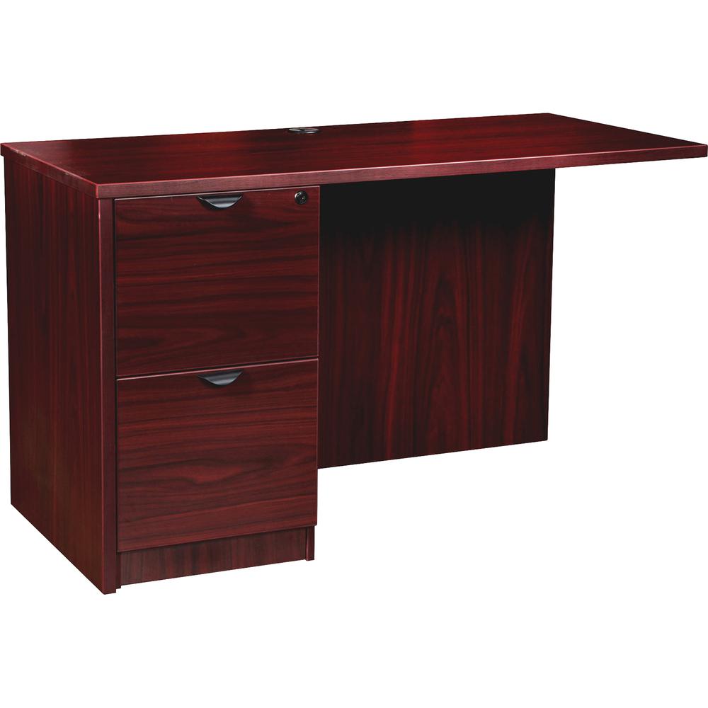 Lorell Prominence 2.0 Left Return - 42" x 24"29" , 1" Top - 2 x File Drawer(s) - Band Edge - Material: Particleboard - Finish: Mahogany Laminate, Thermofused Melamine (TFM). Picture 5