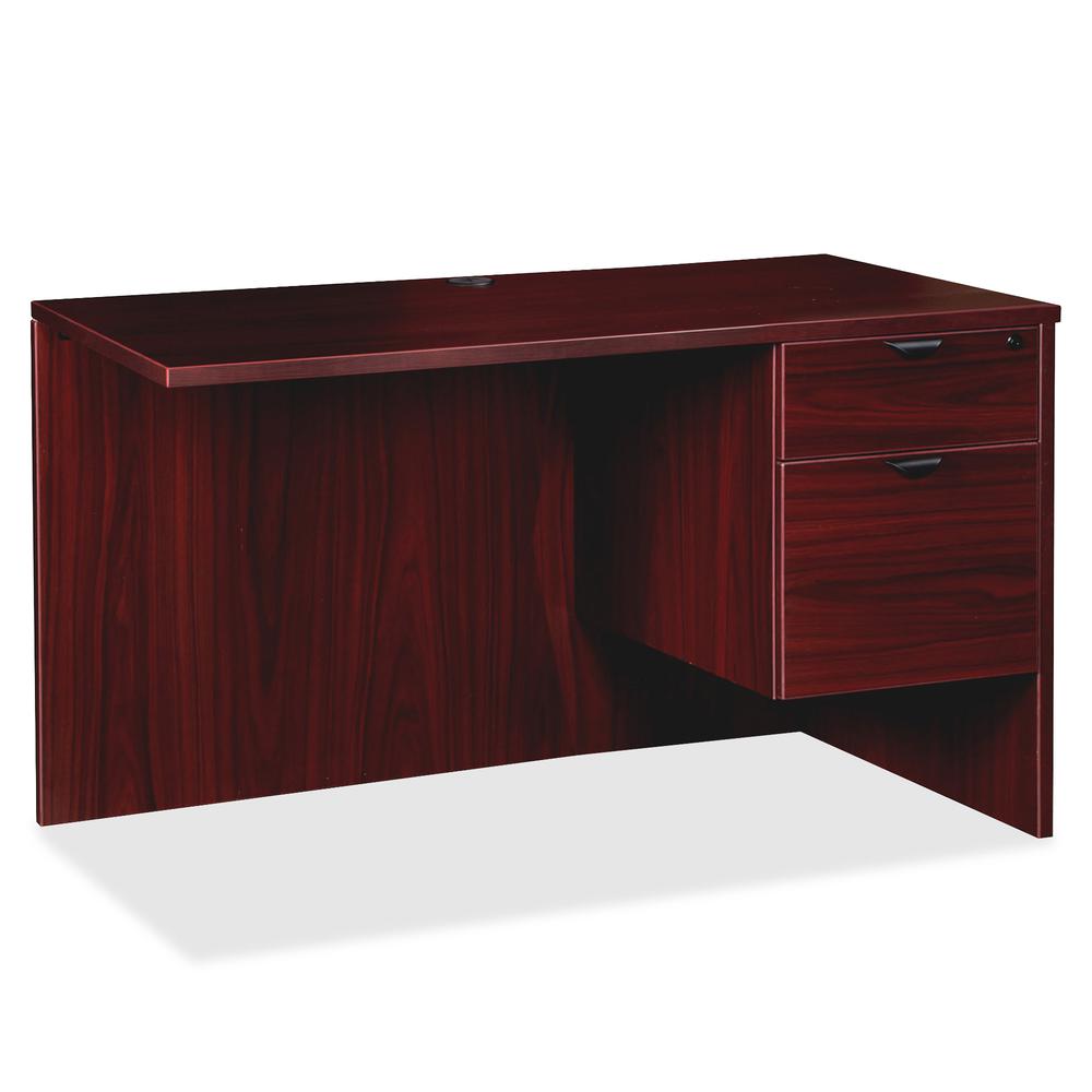 Lorell Prominence 2.0 Right Return - 42" x 24"29" , 1" Top - 2 x File, Box Drawer(s) - Single Pedestal on Right Side - Band Edge - Material: Particleboard - Finish: Mahogany Laminate, Thermofused Mela. Picture 4