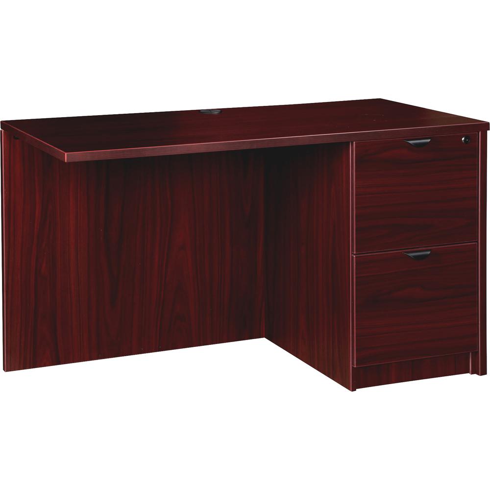 Lorell Prominence 2.0 Mahogany Laminate Right Return - 2-Drawer - 42" x 24"29" , 1" Top - 2 x File Drawer(s) - Band Edge - Material: Particleboard - Finish: Laminate. Picture 2
