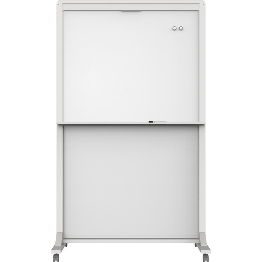 Quartet Motion Dual-Track Mobile Magnetic Dry-Erase Easel - 40" (3.3 ft) Width x 68" (5.7 ft) Height - White Painted Steel Surface - White Aluminum, Aluminum Frame - Rectangle - Horizontal - Magnetic . Picture 4