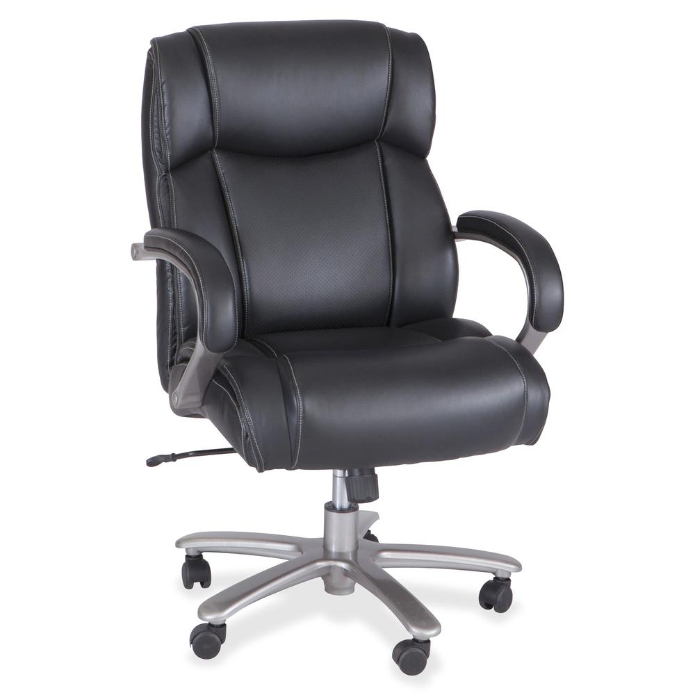 Safco Big & Tall Mid-Back Task Chair - Black Bonded Leather Seat - Mid Back - Armrest - 1 Each. Picture 2