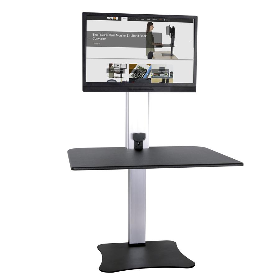 Victor High Rise Electric Single Monitor Standing Desk Workstation - Supports One Monitor of Any Size Up yo 25 lbs - 0" to 20" Height x 28" Width x 23" Depth - One-Touch Electric, Standing Desk, Sit-S. Picture 2