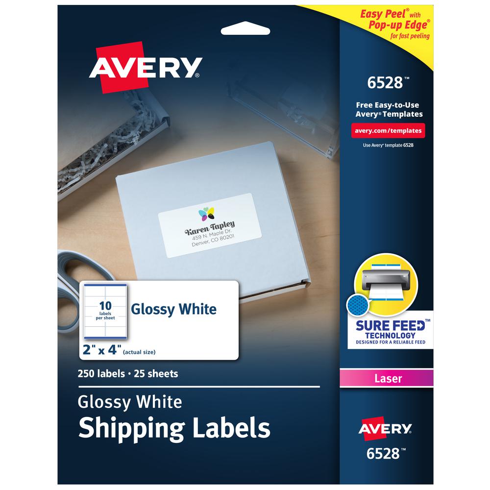 Avery&reg; Easy Peel Shipping Label - 2" Width x 4" Length - Permanent Adhesive - Rectangle - Laser - White - Paper - 10 / Sheet - 25 Total Sheets - 250 Total Label(s) - 250 / Pack. Picture 2