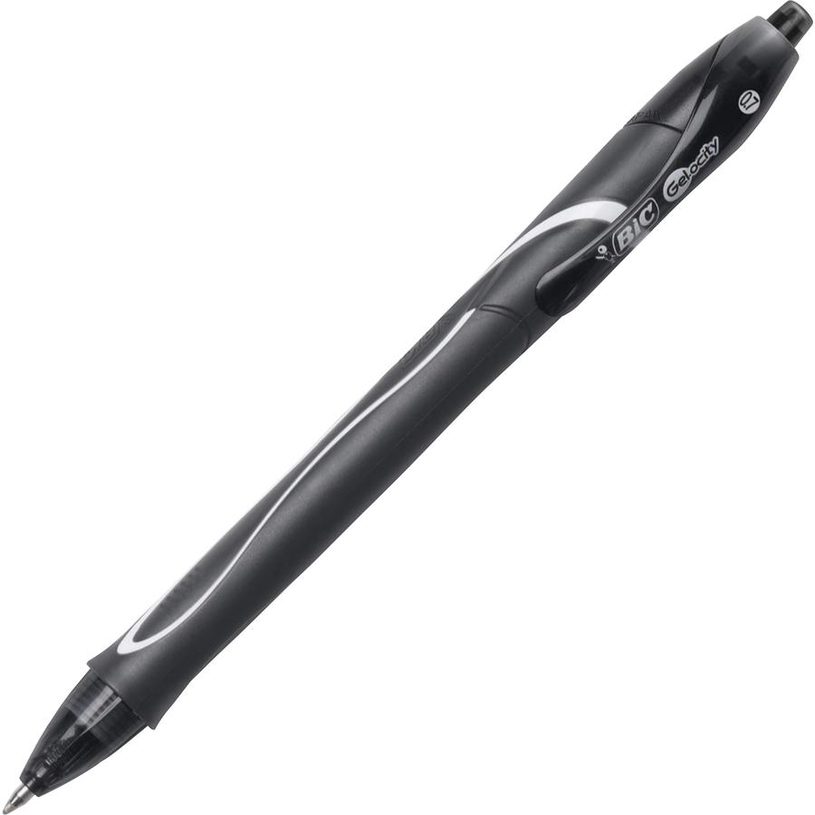 BIC Gel-ocity .7mm Retractable Pen - Medium Pen Point - 0.7 mm Pen Point Size - Retractable - Black Gel-based Ink - 1 Dozen. Picture 3