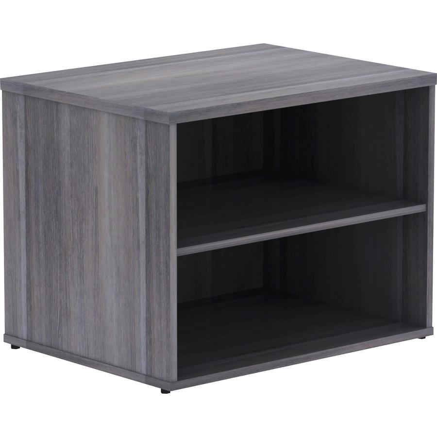 Lorell Relevance Series Storage Cabinet Credenza w/No Doors - 29.5" x 22"23.1" - 2 Shelve(s) - Finish: Weathered Charcoal, Laminate. Picture 9