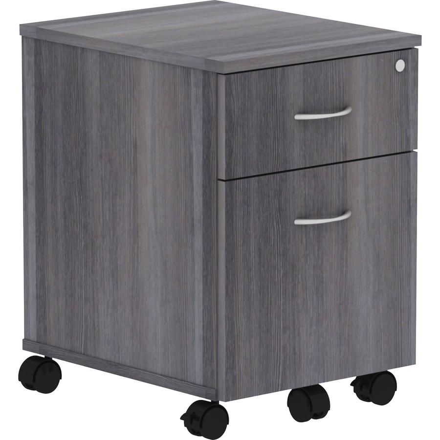 Lorell Relevance Series 2-Drawer File Cabinet - 15.8" x 19.9"22.9" - 2 x File, Box Drawer(s) - Finish: Weathered Charcoal, Laminate. Picture 9