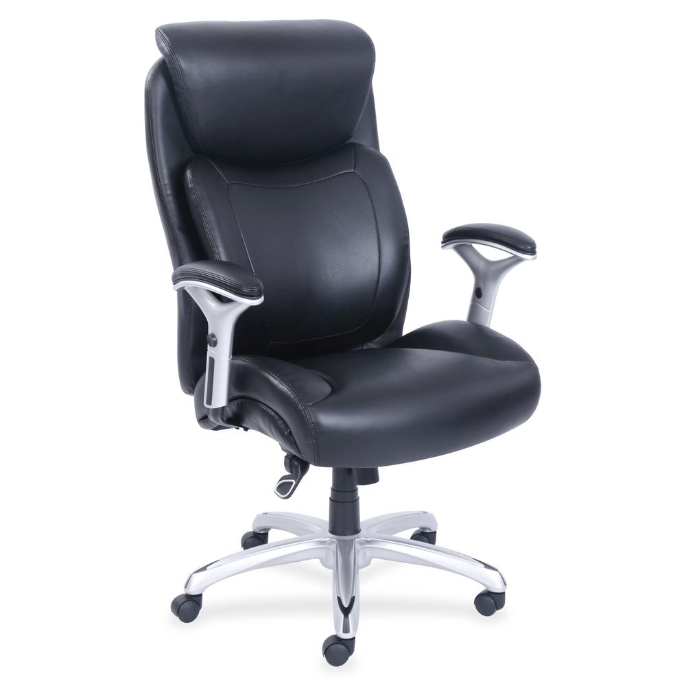 Lorell Big & Tall Chair with Flexible Air Technology - Black Bonded Leather Seat - Black Bonded Leather Back - 5-star Base - 1 Each. Picture 5