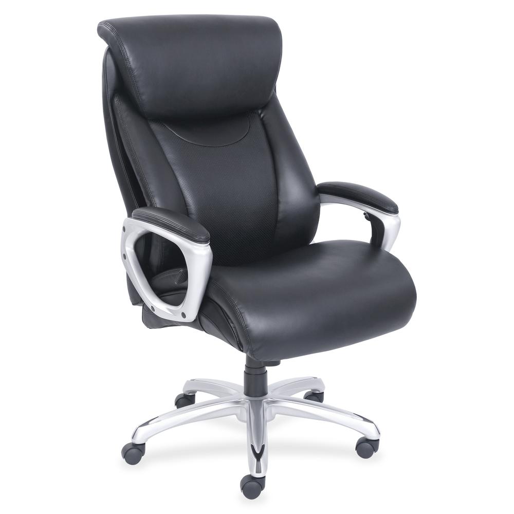 Lorell Big & Tall Chair with Flexible Air Technology - Black Bonded Leather Seat - Black Bonded Leather Back - 5-star Base - Armrest - 1 Each. Picture 7