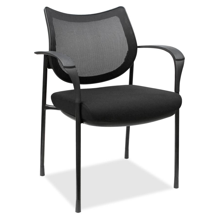 Lorell Mesh Back Guest Chair - Fabric Seat - Plastic Frame - Black - Armrest - 1 Each. Picture 3