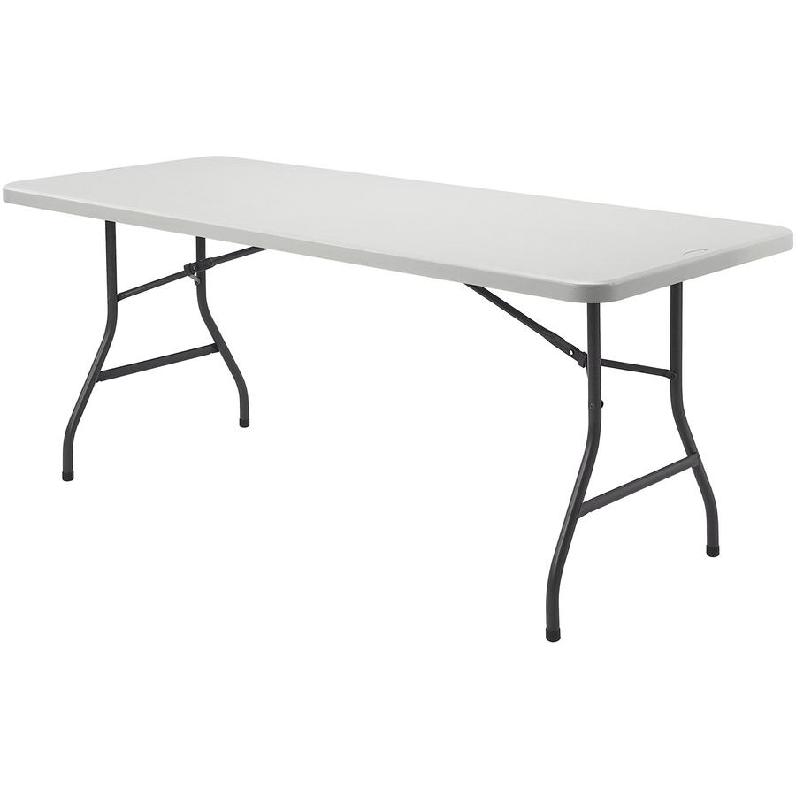 Lorell Ultra-Lite Banquet Table - Light Gray Rectangle Top - Dark Gray Folding Base - 600 lb Capacity x 60" Table Top Width x 30" Table Top Depth x 2" Table Top Thickness - 29" Height - Gray - High-de. Picture 12