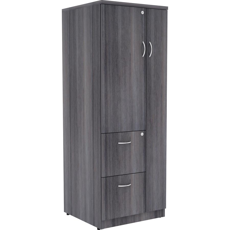 Lorell Essentials/Revelance Tall Storage Cabinet - 23.6" x 23.6"65.6" - 2 Drawer(s) - 2 Shelve(s) - Material: Medium Density Fiberboard (MDF), Particleboard - Finish: Weathered Charcoal - Abrasion Res. Picture 8