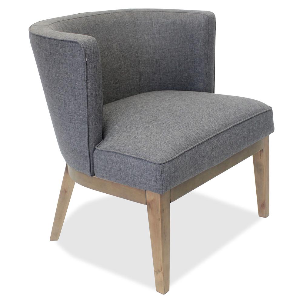 Lorell Linen Fabric Accent Chair - Walnut Wood Frame - Four-legged Base - Gray - Linen - 1 Each. Picture 3