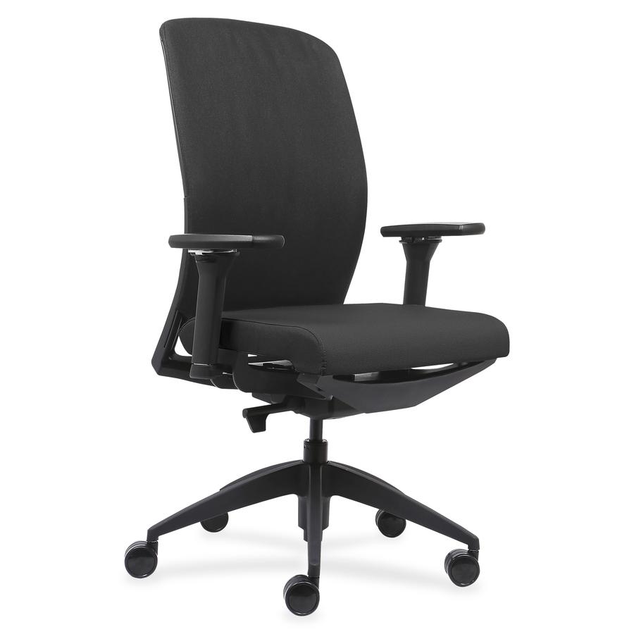 Lorell Executive Chairs with Fabric Seat & Back - Black Fabric Seat - Black Fabric Back - Black Frame - 1 Each. Picture 2