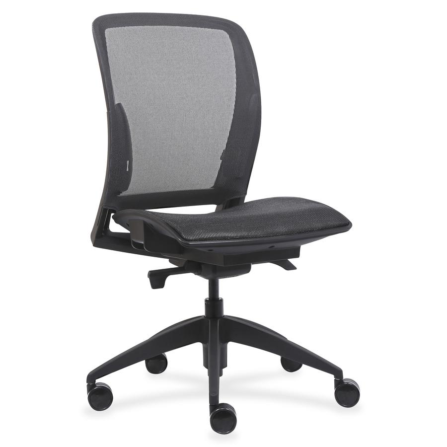 Lorell Mid-Back Chair with Mesh Seat & Back - Black - 1 Each. Picture 4