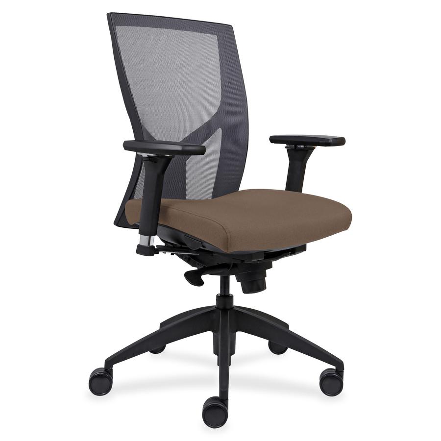 Lorell Justice Series Mesh High-Back Chair - Beige Fabric, Foam Seat - High Back - Black - 1 Each. Picture 2