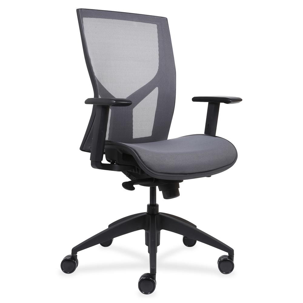 Lorell High-Back Chair with Mesh Back & Seat - Black - 1 Each. Picture 2