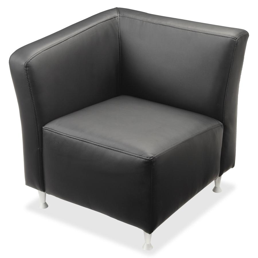 Lorell Fuze Modular Series Black Leather Guest Seating - Black Leather Seat - Black Leather Back - 1 Each. Picture 3
