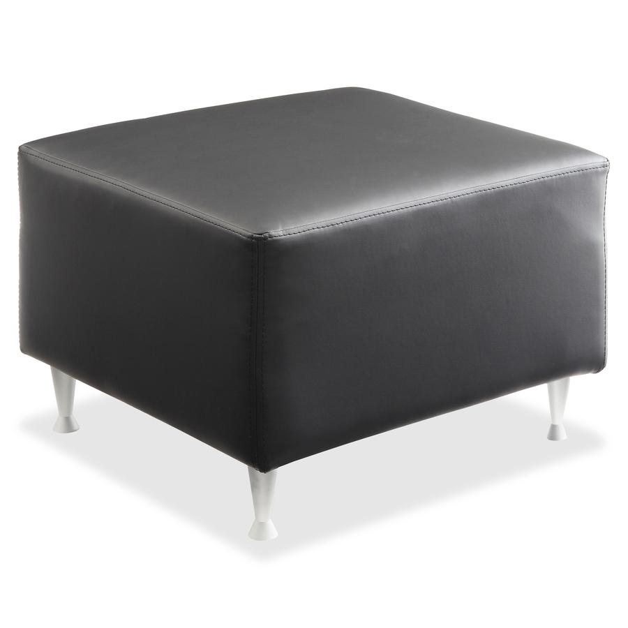 Lorell Fuze Modular Series Lounge Bench - Four-legged Base - Black - Leather, Aluminum - 1 Each. Picture 2