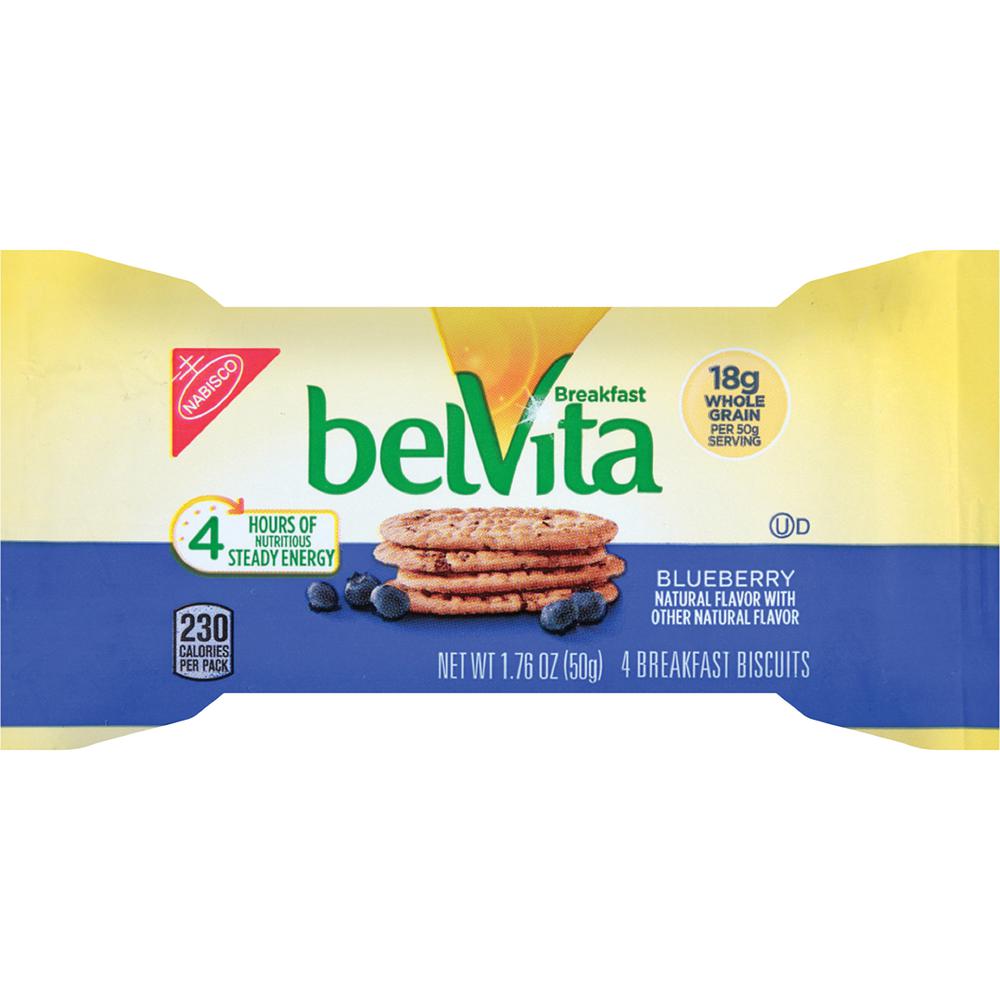 belVita Breakfast Biscuits - Individually Wrapped, Hydrogenated Oil-free, Sweetener-free - Blueberry - 1.76 oz - 8 / Box. Picture 2