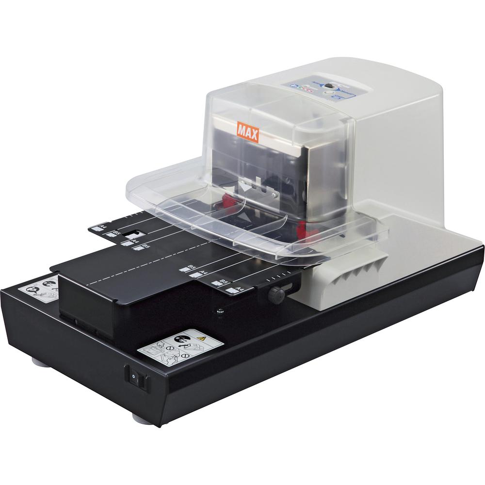 MAX Electronic Stapler - 100 of 80g/m&#178; Paper Sheets Capacity - 1 Each - Black, White. Picture 3