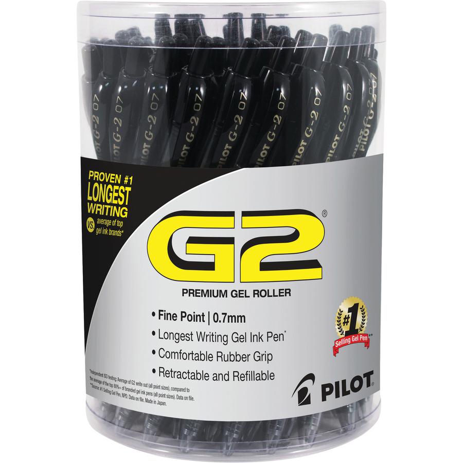 G2 Retractable Gel Ink Pens with Black Ink - Fine Pen Point - 0.7 mm Pen Point Size - Refillable - Retractable - Black - Black Barrel - 36 / Pack. Picture 3