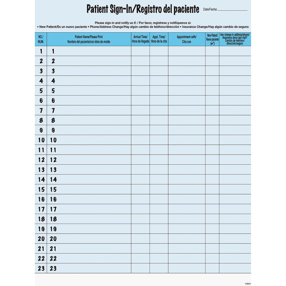 Tabbies Patient Sign-in Label Forms - Letter - 8.50" x 11" Sheet Size - Blue Sheet(s) - 125 / Pack. Picture 3