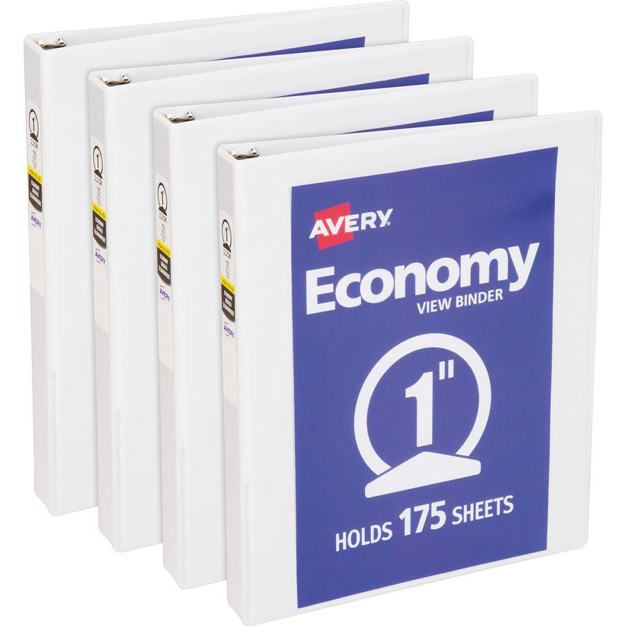 Avery&reg; Economy View Binder - 1" Binder Capacity - Letter - 8 1/2" x 11" Sheet Size - 175 Sheet Capacity - 3 x Round Ring Fastener(s) - 2 Internal Pocket(s) - Vinyl-covered Chipboard - White - 15.8. Picture 7
