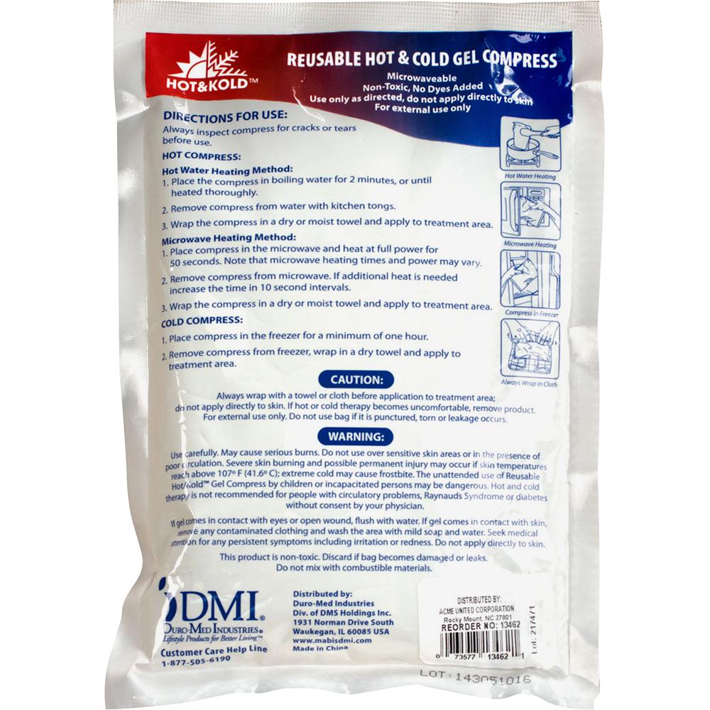 First Aid Only Reusable Hot/Cold Gel Pack - 1" Height x 9" Width x 6" Depth - 1 Each. Picture 2