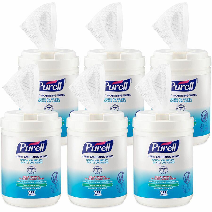 PURELL&reg; Alcohol Hand Sanitizing Wipes - 6" x 7" - White - 175 Per Canister - 6 / Carton. Picture 5