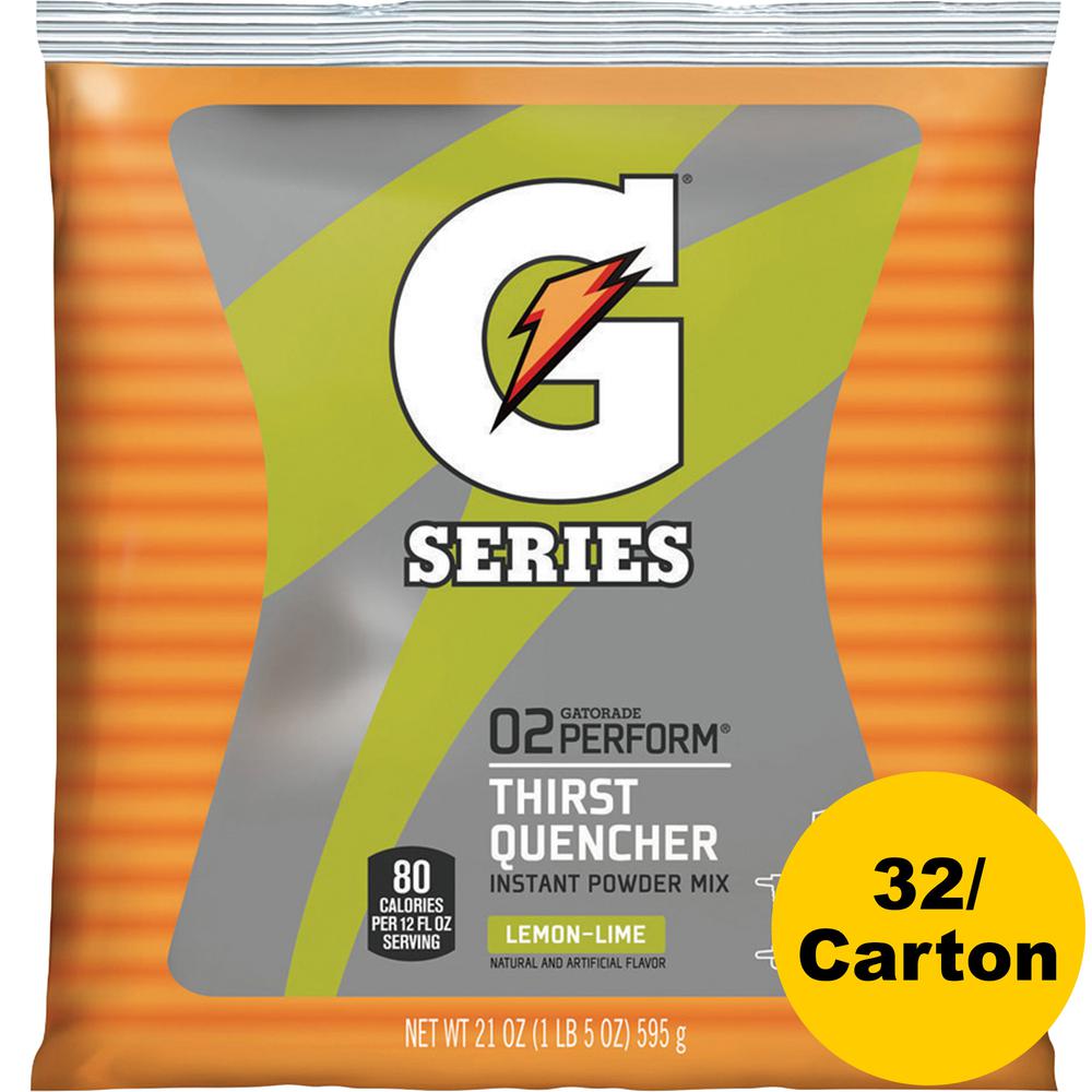 Gatorade Lemon/Lime Thirst Quencher Powder Mix - Powder - 1.31 lb - 2.50 gal Maximum Yield - Pouch - 32 / Carton. Picture 2