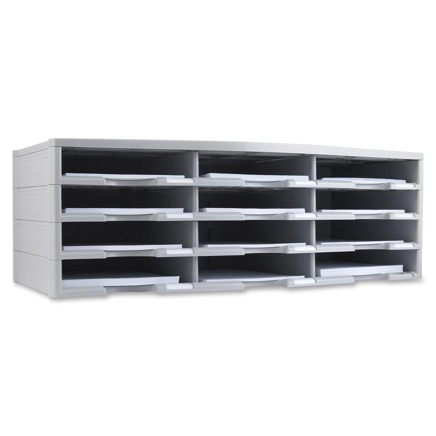 Storex 12-compartment Organizer - 6000 x Sheet - 12 Compartment(s) - 9.50" x 12" - 10.5" Height x 14.1" Width31.4" Length - 100% Recycled - Gray - Polystyrene - 1 Each. Picture 8