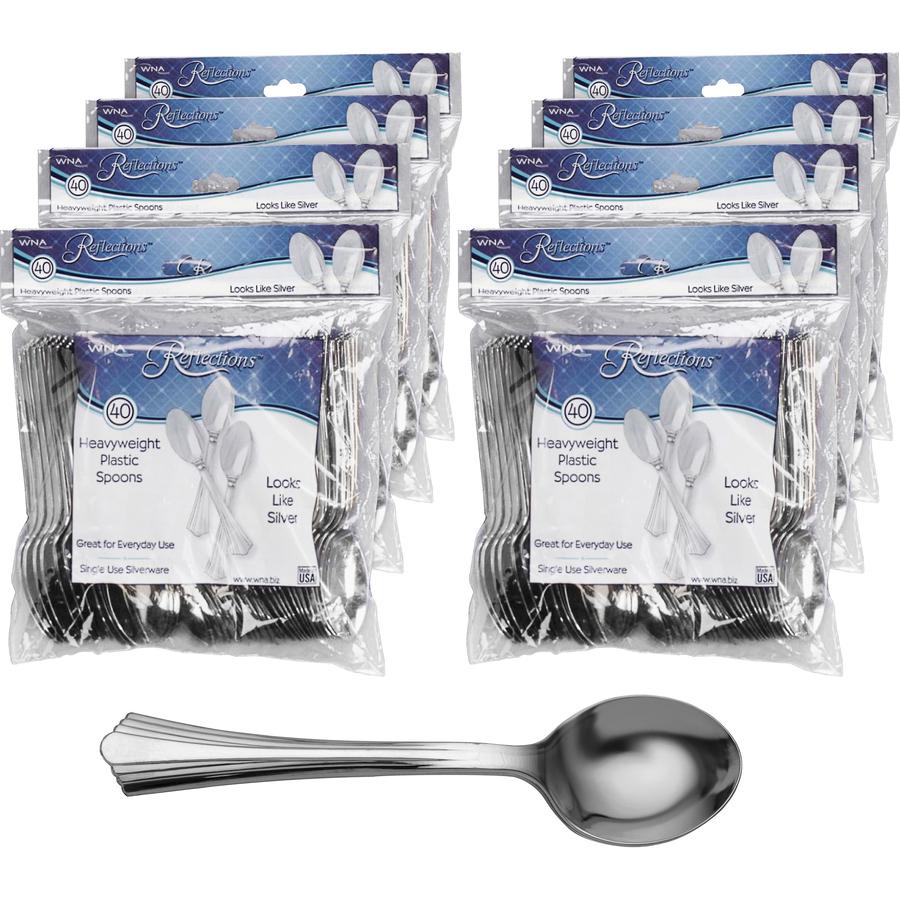 Reflections Classic Silver-look Spoon - 320/Carton - Spoon - Disposable - Silver. Picture 4