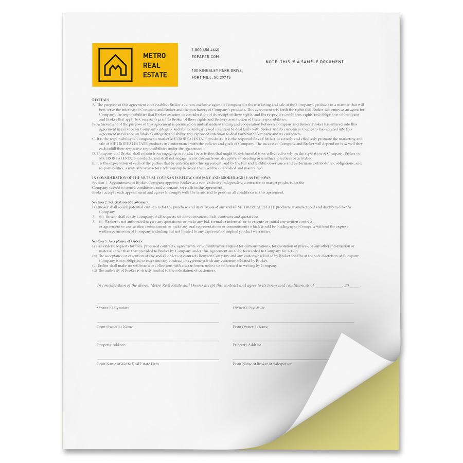 Xerox Bold Digital Carbonless Paper - Letter - 8 1/2" x 11" - 2500 / Carton - Sustainable Forestry Initiative (SFI) - Capsule Control Coating - White, Canary. Picture 7