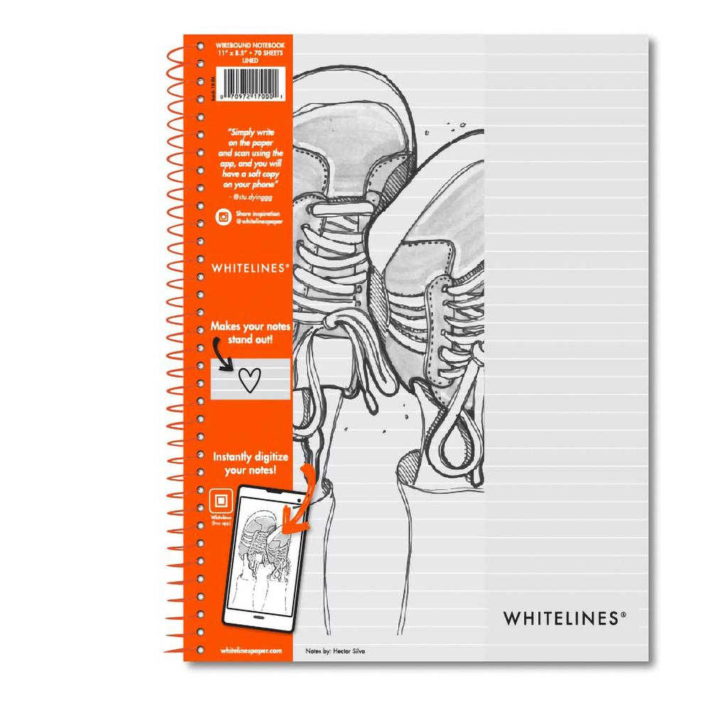 Roaring Spring Whitelines Premium Line Ruled Spiral Notebook - 70 Sheets - 140 Pages - Printed - Spiral Bound - Both Side Ruling Surface - 20 lb Basis Weight - 75 g/m&#178; Grammage - 11" x 8 1/2" - 0. Picture 2