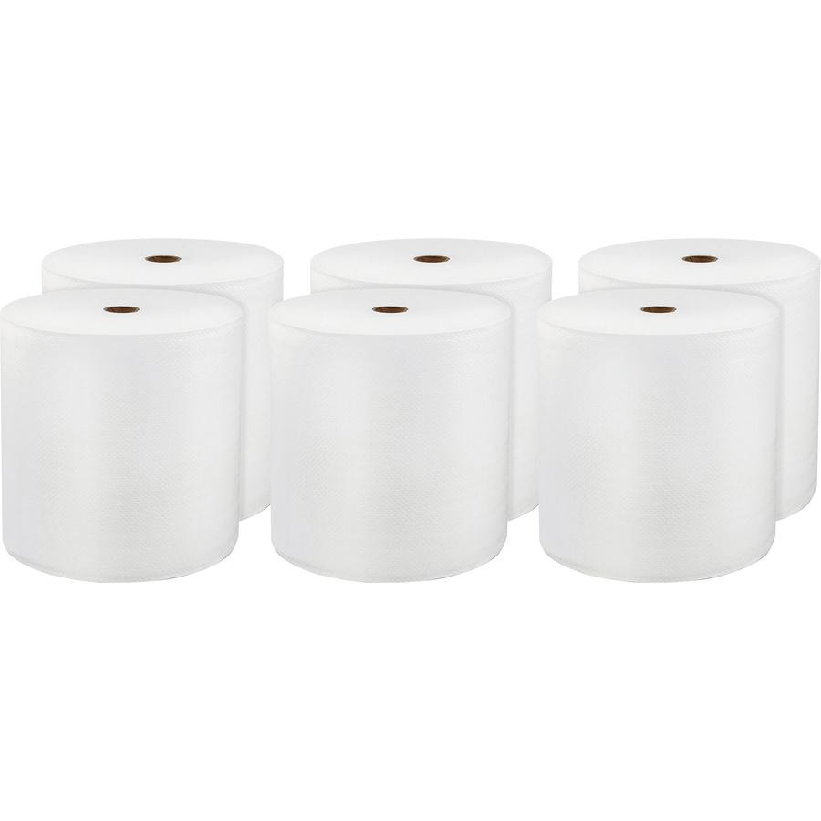 LoCor Hardwound Roll Towels - 1 Ply - 8" x 800 ft - White - Virgin Fiber - 6 / Carton. Picture 3