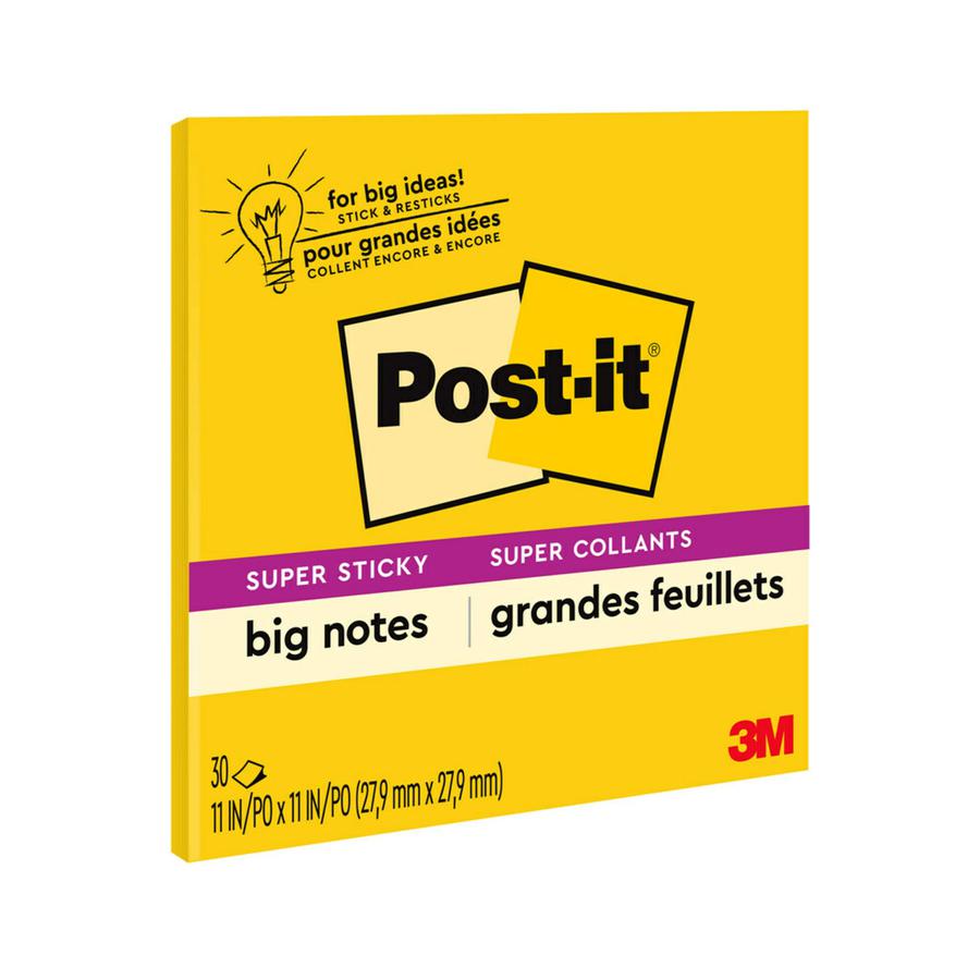 Post-it&reg; Super Sticky Big Notes - 10 63/64" x 10 63/64" - Square - 30 Sheets per Pad - Canary Yellow - 1 Each. Picture 5
