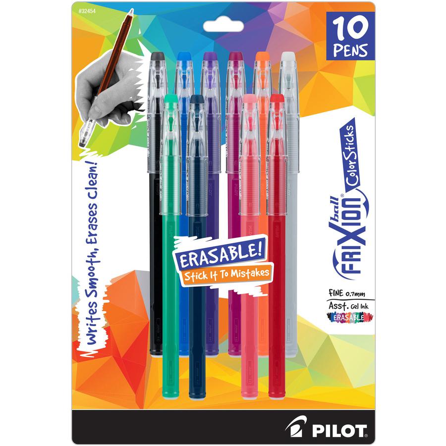 FriXion ColorSticks Erasable Gel Ink Pen - Fine Pen Point - 0.7 mm Pen Point Size - Assorted - 10 / Pack. Picture 2