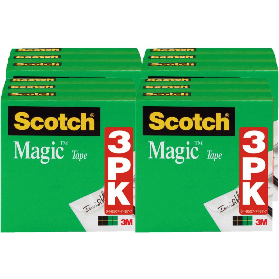 Scotch 1/2"W Magic Tape - 36 yd Length x 0.50" Width - 1" Core - For Mending, Splicing - 12 / Bundle - Matte - Clear. Picture 2