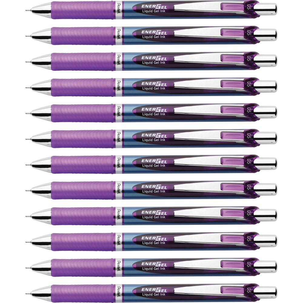 EnerGel EnerGel RTX Liquid Gel Pens - Fine Pen Point - 0.5 mm Pen Point Size - Needle Pen Point Style - Refillable - Retractable - Violet Gel-based Ink - Blue Stainless Steel Barrel - Metal Tip - 1 Do. Picture 3