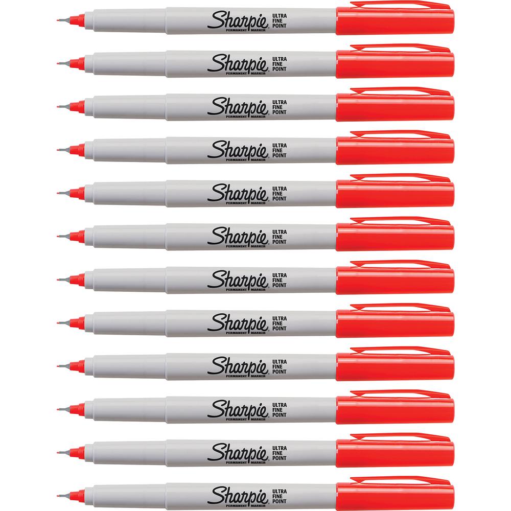 Sharpie Precision Permanent Markers - Ultra Fine Marker Point - Narrow Pen Point Style - Red Alcohol Based Ink - 12 / Box. Picture 2